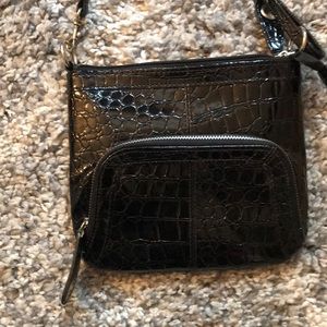 Black animal imprint purse
